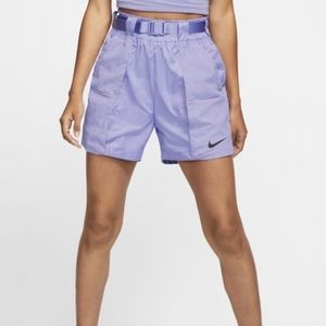Nike sportswear swoosh women's Lilac woven shorts style#: cj3807-569